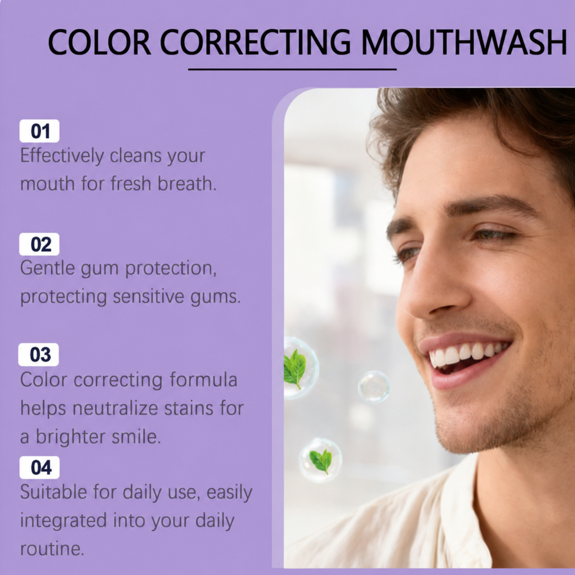Lumario GlowRinse™ Purple Color-Correcting Mouthwash – Brighter Smile in 30 Seconds