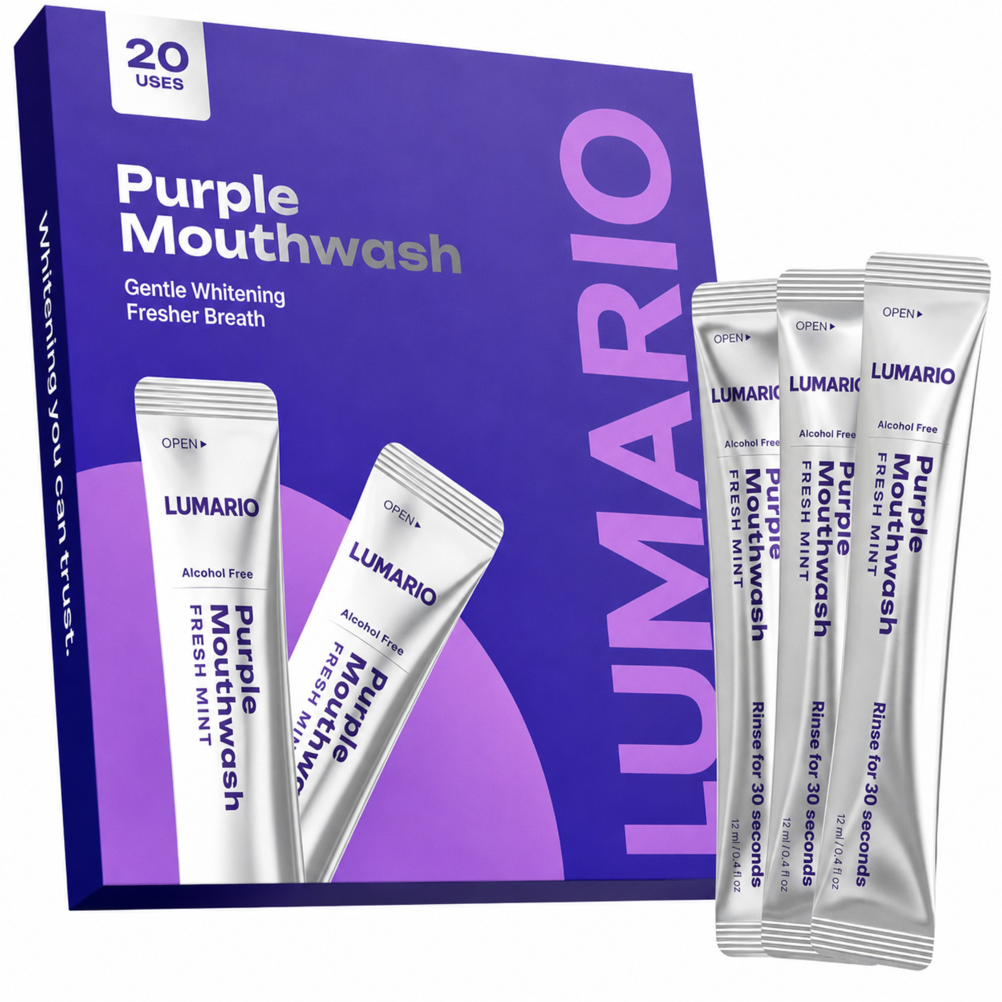 Lumario GlowRinse™ Purple Color-Correcting Mouthwash – Brighter Smile in 30 Seconds